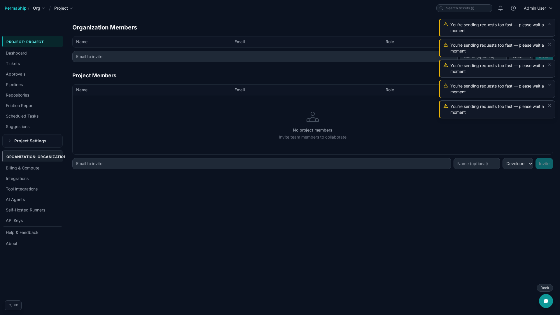 Project members with role assignments and access levels